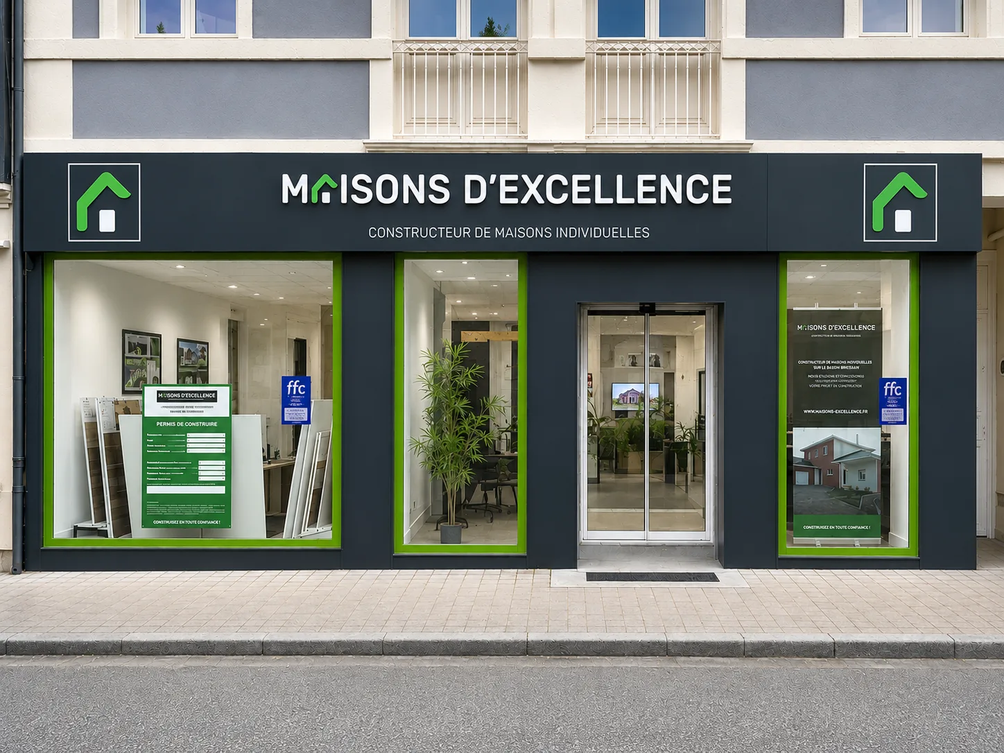 La devanture du bureau Maisons d'Excellence, 6 rue de Genève à Meximieux